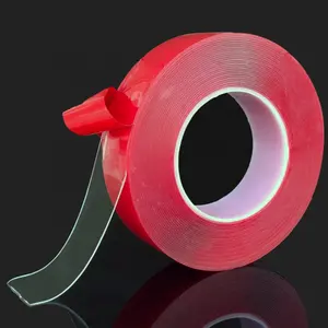 亚克力红色透明硅胶双面胶带贴纸汽车高强度无痕迹不干胶贴纸生活用品