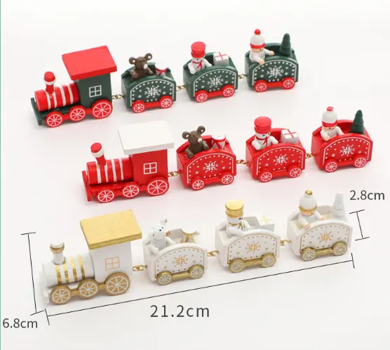 Christmas children toy car gifts small train wooden desktop crafts Christmas decorations wooden train Home decoration toy car