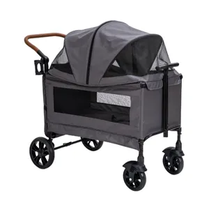Portable Aluminum Tube Cet Cart Outdoor Travel 4 Wheel Large Capacity Double-Layer Storage Oxford Fabric Dog Pram Stroller