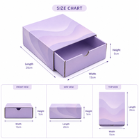 Boîte à tiroir rigide de luxe avec logo personnalisé, texture ondulée violette, pour emballage de cosmétiques, de produits de beauté et de soins de la peau, boîte cadeau en papier coulissante, vente en gros