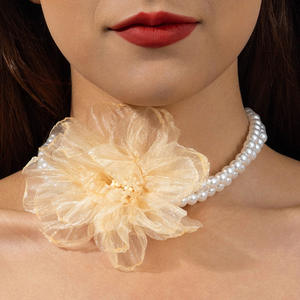 <span class=keywords><strong>Collier</strong></span> ras-du-cou tendance pour femme avec perles d'imitation et chaîne à maillons floraux, en <span class=keywords><strong>fil</strong></span> de <span class=keywords><strong>nylon</strong></span>, style doux, double couche, cadeau d'anniversaire - Product Image 3