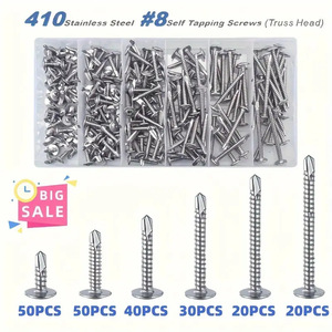 Cross Border Exclusive 210pcs Round Head Washer Self Tapping Screws Size 8 Stainless Steel Boxed Set Metal Use - Product Image 3