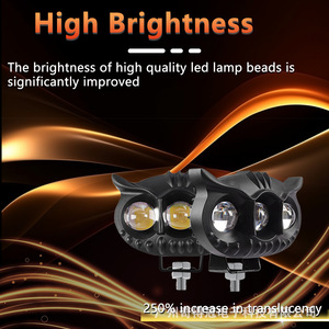 Three Eye <b>Spotlight</b> Lens White Yellow Dual Color High Beam Long Range For Electric Vehicle Motorcycle Aviation Aluminum - Product Image 5