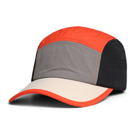 Casquette de camping en nylon imperméable perforée au laser, séchage rapide, 5 panneaux, impression personnalisée sur le devant, légère, unisexe, pour la randonnée et le camping en plein air
