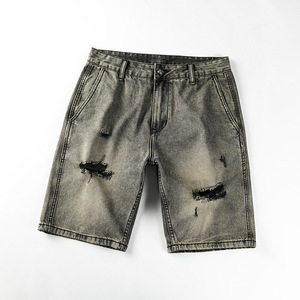 <span class=keywords><strong>Pantalones</strong></span> <span class=keywords><strong>Vaqueros</strong></span> Anchos de Mezclilla para <span class=keywords><strong>Hombre</strong></span> de Alta Calidad, Estilo Vintage Urbano con Acabado Desgastado y Roturas - Product Image 5