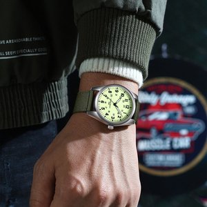 Orologio da uomo in stile militare, cinturino in nylon, resistente all'acqua fino a 50 m, con datario, quadrante nero, orologio casual da esterno, orologio al quarzo - Product Image 3