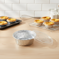 WB 8.4 Oz 250ml Contenant alimentaire jetable en aluminium argenté avec couvercle en plastique pour mini-cupcakes, mini-tartes, tartes aux œufs et pâtisseries