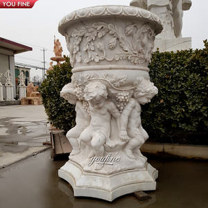 Planteur de fleurs décoratives en marbre naturel, fait à la main, accessoires de jardin - Product Image 5