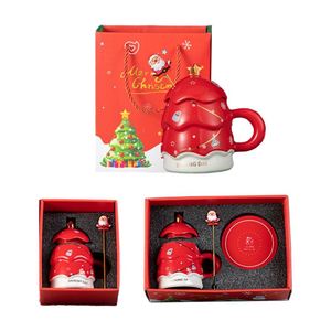 Tazas de Café Navideñas al por Mayor, Rojas, Bonitas, para Regalo Corporativo, Juego de Regalo de Cerámica en Venta - Product Image 3