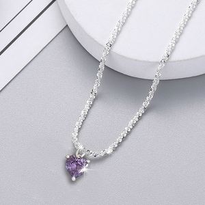 Sparkling Zircon Heart Diamond Charm Pendants Necklace Shiny Choker Necklace for Women Wedding Clavicle <b>Chain</b> Fashion Jewelry - Product Image 4