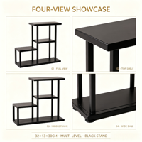 Étagère de présentation pour service à thé en métal, quatre niveaux, durable, minimaliste, carrée, thermolaquée, sur pied, support de rangement pour tasses à thé