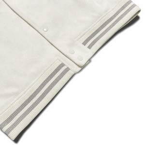 Chaqueta Varsity Blanca al por Mayor, de Alta Calidad, con Mangas de Cuero y Lana, Estilo Urbano para Hombre, Corte Cuadrado, Logotipo Personalizado, Chaqueta Bomber de Béisbol - Product Image 4