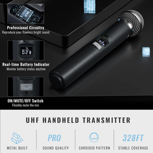 Professional UHF 4 Channel Wireless <b>Microphone</b> Frequency Adjustable Noise Reduction Cordless Church Conference Speech - Product Image 5