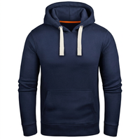 Sudadera con Capucha Azul Marino de Gran Gramaje para Hombre, con Cordón de Contraste, Ajuste Estándar Europeo, Logotipo Personalizado Premium, Venta al por Mayor