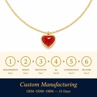 Collier tendance en acier inoxydable plaqué or 18 carats avec pendentif cœur rouge, vente en gros, livraison immédiate, accessoire de mode pour femme