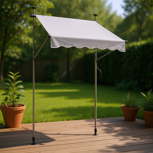 Auvent rétractable pour terrasse 59x47 po avec manivelle, abri solaire extérieur autoportant, cadre en aluminium, voile en polyester - Product Image 2