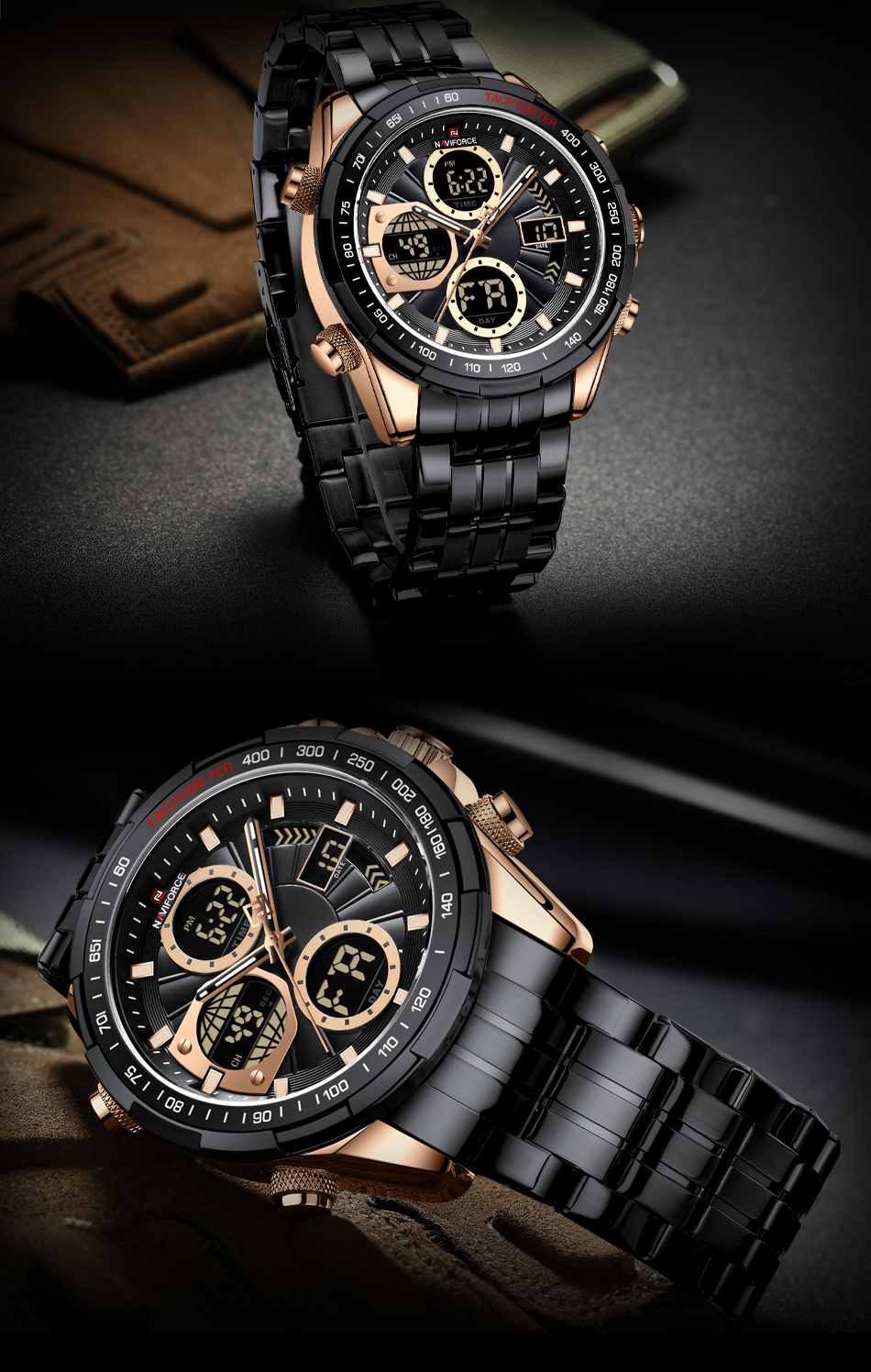 Naviforce 9197 Mens Analog/Digital Watch - Black/Gold H1fc2a7e584ca4947afd89ce51396cf899