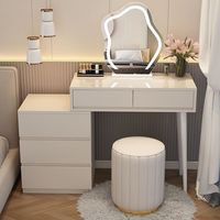 Table de toilette moderne de luxe avec miroir à LED et tiroir pour chambre à coucher, salon, hôtel ou salle à manger