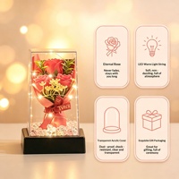 CHUANGXUN Lampe de nuit LED en forme de rose artificielle, vase de fleurs éternelles, cadeau personnalisé pour le festival Qixi, design moderne et simple