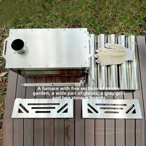 التخييم في الهواء الطلق للطي المحمولة الفولاذ المقاوم للصدأ موقد الفحم ودية سخان سطح المكتب لتسخين خيمة المعادن - Product Image 6