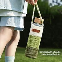 Bouteille d'eau en verre de 500 ml avec manchon tricoté dégradé, couvercle en bambou, anti-fuite, sans BPA, design sportif