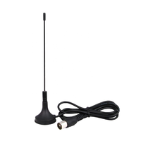 Antenne TV numérique intérieure DVB-T, base magnétique à ressort hélicoïdal, câble RG174, connecteurs F/mâle, gain 5 dBi, VSWR 1.8, multibande 50