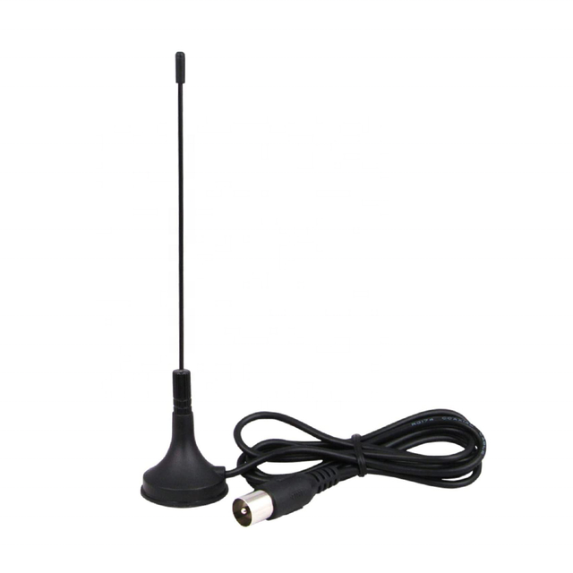 DVB-T Indoor Digital TV Antenna Helical Spring Magnetic Base RG174 Cable F/Male Connectors 5 DBi Gain 1.8 VSWR Multiband 50