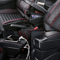 HOLACAR pour Perodua Bezza accessoires accoudoir central boîte de rangement avec USB noir accoudoir boîte pour Perodua Bezza 2024 2023