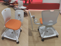 Chaise de formation à cadre en plastique avec tablette d'écriture pliable, bras de tablette rotatif à 360 degrés, porte-gobelet et panier de rangement pour salle de classe et formation