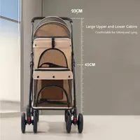 Poussette pliable ultra-légère Bosimao à double couche, grand espace pour plusieurs chatons ou chiens, pour les voyages et le transport des animaux de compagnie