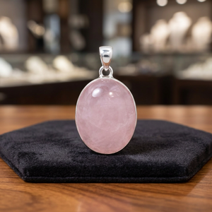 Pendentif en argent sterling 925 fait main pour femme, serti de quartz rose classique et fantastique, vente en gros ODM de bijoux fins - Product Image 3