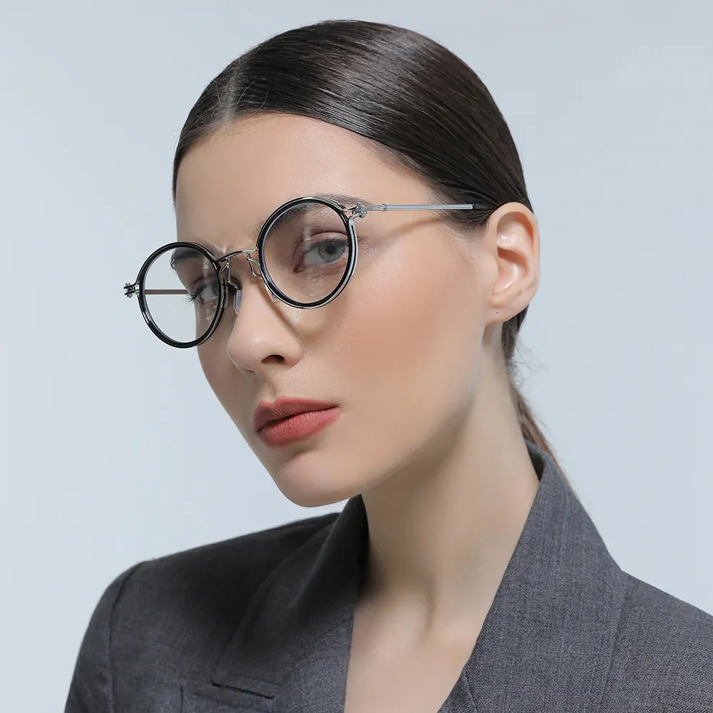 चीन थोक डिजाइनर धातु दौर महिलाओं आदमी तमाशा फ्रेम ऑप्टिकल चश्मा ताल फ्रेम ऑप्टिकल