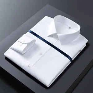 Camisas de vestir de algodón Chemise Pour Homme personalizadas, camisas formales blancas sólidas para hombre, camisa de trabajo de negocios ajustada de manga larga