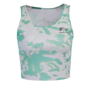 Último diseño más alta calidad verano Tie Dye estampado Tank Top mujeres sin mangas Slim Casual Crop Tops básico - Product Image 6