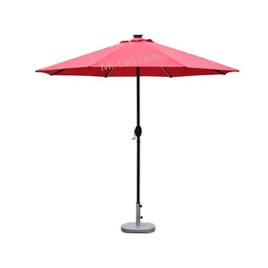 9ft Garden Sale Market Sun Shade Led Lighted Solar Outdoor Charger Patio Umbrellas With Curtain