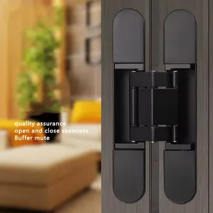 2024 Factory Price Stainless Steel Black 3d Adjustable Concealed Hidden Invisible Cross Hinge Wooden Door Window Hinges