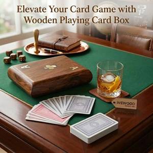 Boîte à cartes à jouer en bois, boîte à poker, boîte à cartes à jouer en bois pouvant contenir deux jeux, boîte à cartes personnalisée en bois, boîte à cartes et à dés - Product Image 3