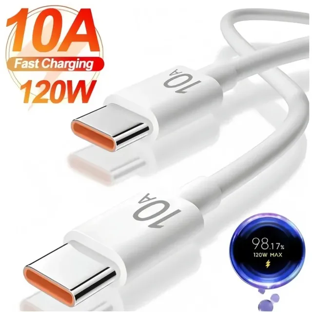 10A 120W Type-C to Type-C PD Fast Charging Cable High-Speed Data Transfer Cord Durable Tangle-Resistant Quick Charger Cable for