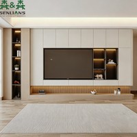 Mueble de TV Moderno y Minimalista SLS, Centro de Entretenimiento Personalizado con Iluminación LED, Panel Acanalado y Almacenamiento Integrado
