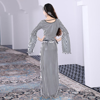 Costume de danse du ventre égyptien Shaabi, robe longue fendue à rayures scintillantes pour le carnaval, Halloween, la scène et les compétitions