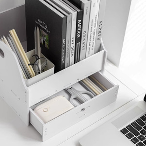 Boîte de rangement de bureau rectangulaire à 2 niveaux, organisateur de bureau minimaliste, porte-documents en plastique PP, type sur pied - Product Image 2