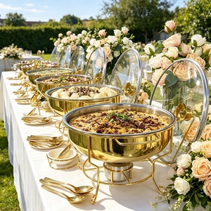 Service <span class=keywords><strong>de</strong></span> Buffet <span class=keywords><strong>de</strong></span> Luxe Doré pour Traiteur – Plats <span class=keywords><strong>de</strong></span> Présentation et Chauffe-Plats Hôteliers pour Dîner <span class=keywords><strong>de</strong></span> Gala Caritatif - Product Image 3