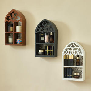 Estante de pared de madera multicapa para manualidades caseras, estante de exhibición de almacenamiento transfronterizo, estante de cristal de fondo hueco, decoración de estante de cristal - Product Image 5