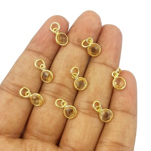 จี้ซิทรีนธรรมชาติทรงกลมโนโวเบอร์อัญมณีสีทองเวอร์เมลหนามเตยเครื่องประดับเงินสเตอร์ลิงมีรูปแบบตัวเลขสำหรับปาร์ตี้ - Product Image 1