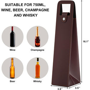Acheter OEM Portable 16.1x3.5x3.5 en Cuir PU Durable Simple Double Bouteilles Champagne Cadeau Vins Protecteur Sac Fourre-Tout pour les Fêtes - Product Image 2