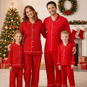 Conjunto de Pijamas de Natal 2026 para Família, Meninos e Meninas, Algodão Liso, Roupa de Dormir Feminina, Estampa Personalizada, Roupa de Lazer Combinando para a Família - Product Image 1