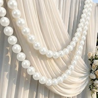 Bola Mutiara Plastik Besar Putih Simulasi Lintas Batas untuk Dekorasi Latar Belakang Pesta Pernikahan Ulang Tahun, Hiasan Gantung Tali Mutiara DIY
