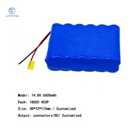 Batterie lithium-ion LithoTop OEM 18650 4S3P 14,8V 6,6Ah 6600mAh, pack de batteries rechargeables de petite taille