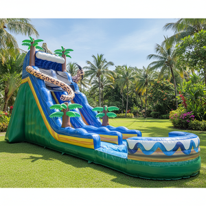 Prix d'usine, toboggans aquatiques gonflables géants en PVC coloré, <span class=keywords><strong>jungle</strong></span> léopard, avec piscine à éclaboussures pour la cour - Product Image 2