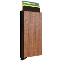 Dompet Kartu Kayu Walnut Personalisasi DIY, Dompet Tipis Kayu Beech, Tempat Kartu Kayu untuk Pria